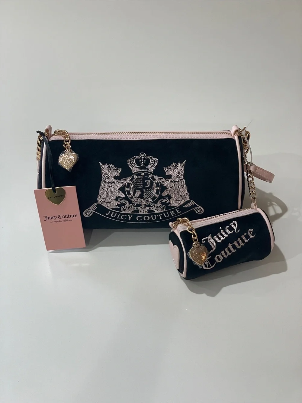 Juicy Couture Choose Scottie Dogs Liquorice & Soft Pink Y2K NWT Barrel Satchel